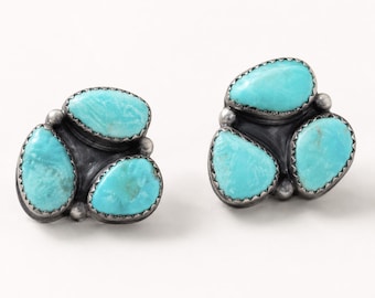 Pear Kingman Turquoise stud Earrings Small Turquoise and sterling silver blue Turquoise Earrings boho jewelry Post Earrings handmade