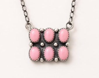 Pink Opal Necklace Sterling Silver Necklace Women's Necklace Gemstone Statement Necklace Handmade Necklace Pink Opal Necklace