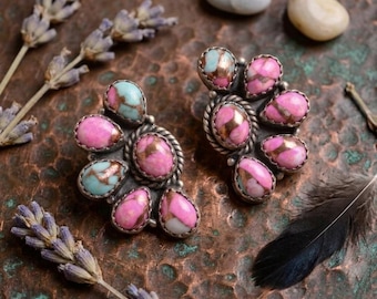 Handmade Sterling Silver Cotton Candy Post Studs Earrings Southwestern Earring Jewelry