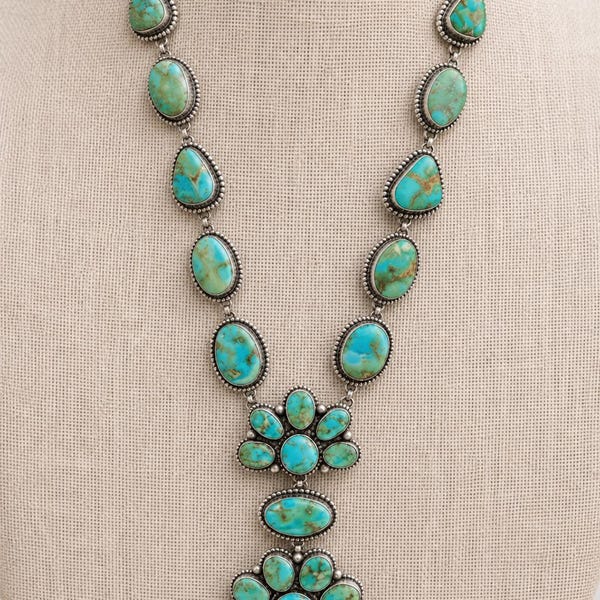 Colar Naja com Turquesa Natural, Colar com Detalhes em Prata de Lei, Estilo Sudoeste Americano, Joia Tradicional Indígena, Presente Ideal para Mulheres