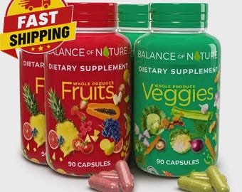 2 Pack, 180 Fruits and 180 Veggies Whole Food Supplement with Superfood New