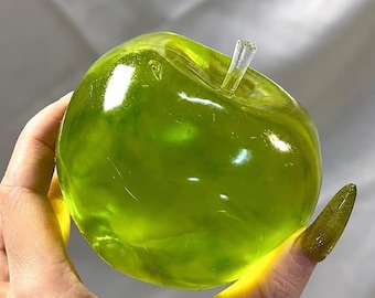 Clear  Green Apple Stress Ball, Transparent Kawaii Squishy Toy, Soft Sensory Fidget Gift, Aesthetic Desk Decor, Cute Jelly Squeeze Toy