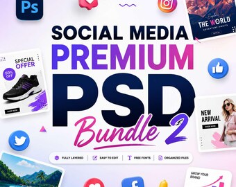 PSD-mallar för sociala medier, paket 2 (digital nedladdning)