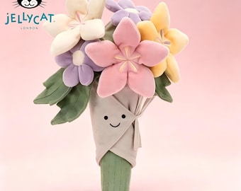 Jellycat Amuseables Ramo de Flores Peluche, Flor Suave, Lindo Peluche Pastel Regalo para Cumpleaños, Día de la Madre, Aniversario, Decoración del Hogar