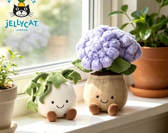 Set de peluches Jellycat Amuseables Ivy & Hydrangea, adorables peluches de plantas en maceta, suaves peluches de flores y plantas, regalo para amantes de las plantas, decoración para guardería.