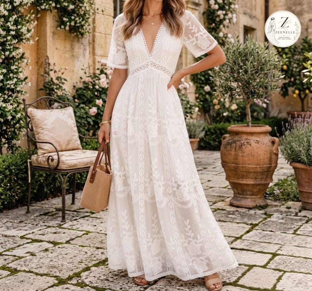 White Lace Maxi Dress - Etsy
