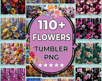 Más de 110 imágenes PNG de vasos con flores, paquete de envolturas para vasos con flores, vaso delgado de 20 oz, sublimación de flores, PNG de vasos delgados rectos, envolturas para vasos de 20 oz