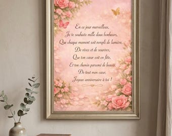 Carte anniversaire  – Poème de douceur et lumière florale