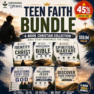 Ensemble d'études bibliques pour adolescents chrétiens | 6 cahiers d'exercices imprimables sur la foi pour les groupes de jeunes et l'enseignement à domicile