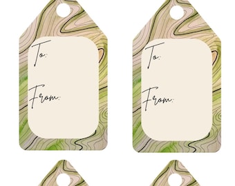 Watercolor Topo Map Gift Tags