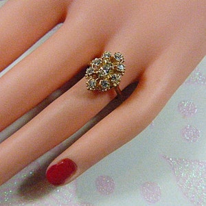Vintage Rhinestone Cluster Ring - Size 6.5 - R-254