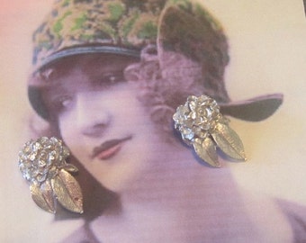 Vintage Silber Blumen Ohrclips