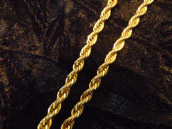 Vintage Gold and Rhinestone Rope Chain and Rhines… - image 3