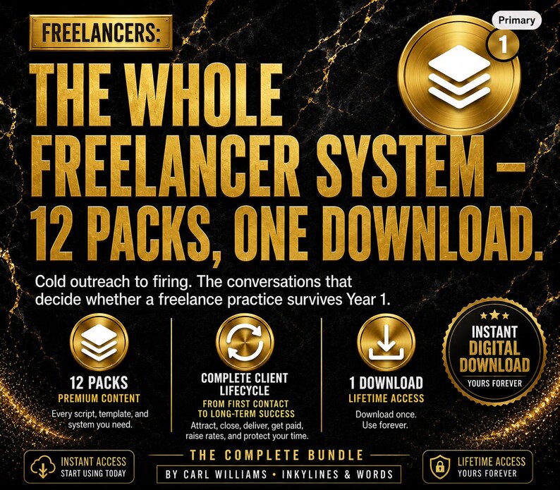 The Complete Bundle | All 12 Inkylines Press Packs | Save 73% — Every Script for Every Freelance Situation | Instant PDF image 1
