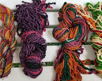 Thick SARI SILK yarn |OVERSTOCK Destash | project| yarnbomb| supplies| Crochet| maker|Darn Good Yarn