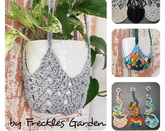 Custom Crochet Plant Hangers by Freckles Garden| Hanging Planter| Star| Hanging basket| Macrame Planter| Crochet planter|Plant Parent|