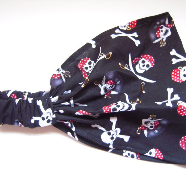 SALE***Pirate Skull/Cross Bones Wide Headbandby FreCkLes GarDeN |Dreadlock headband|Yoga headwrap|Biker bandana|gypsy hair cover|face mask