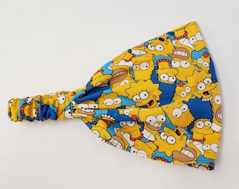 Simpsons Wide Headband by FreCkLes GarDeN| bandana| Dreadlock cover| Hippy headband| Yoga Sweatband| Kitchen hair cover| Head Veil|