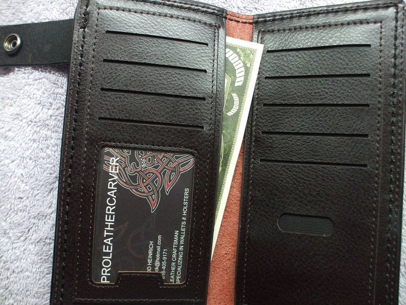made to order in black or brown Brown Dont tread on me chain wallet