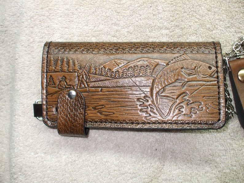 Fishing Long Chain Wallet./ Biker Wallet. Ships Same Day as Etsy
