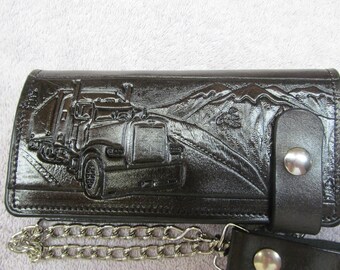 Semi Truck chain  long wallet front side  truckers  wallet Tassen & portemonnees Portemonnees & Geldclips Portemonnee met ketting ships same day as ordered. 