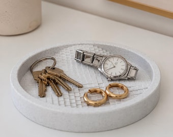 Round Trinket Tray | Jewellery Dish | Key Holder Tray | Decorative Catchall Tray | Entryway Organizer | Minimalist Home Decor