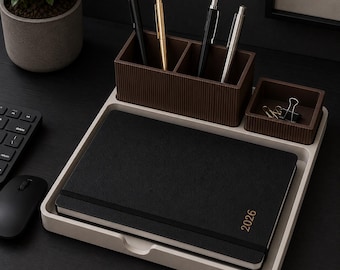 A5 Diary Holder & Pen Organiser | Desk Organizer Tray | Minimalist Office Desk Accessory