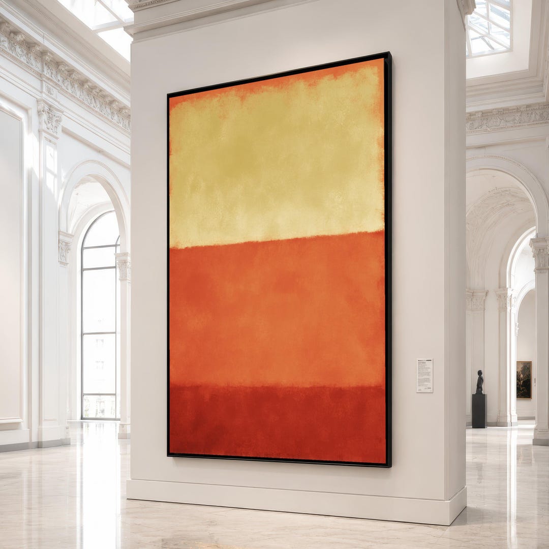 Abstract Color Block Canvas Wall Art, Modern Red and Beige Canvas ...