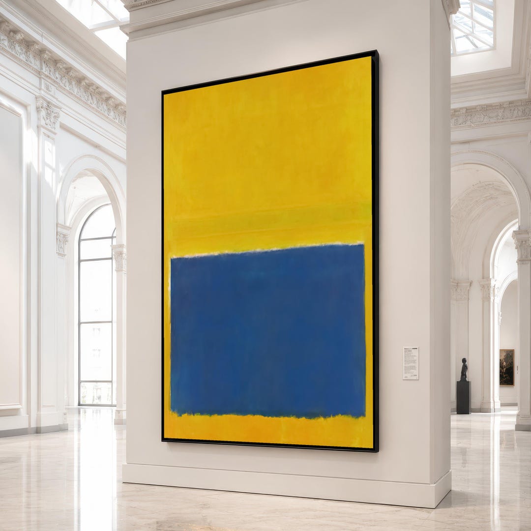 Bold Blue and Yellow Canvas Wall Art, Modern Abstract Color Block ...