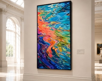 Vibrant Color Swirls Canvas, Abstract Fluid Art, Modern Wall Decor, Multicolor Canvas Wall Art, Contemporary Home Decoration