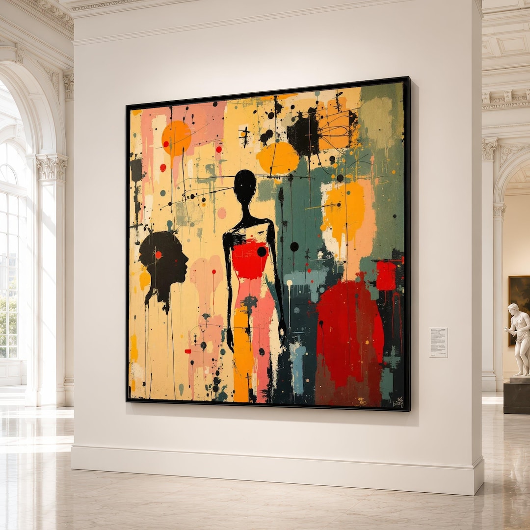 Abstract Silhouettes, Modern Figure Canvas Wall Art, Colorful ...