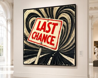 Last Chance Sign Canvas Wall Art, Bold Red Typography Canvas, Vintage Style Road Sign, Graphic Home Decor, Motivational Wall Decoration