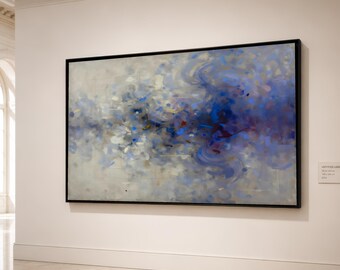 Abstract Blue Whirlwind Canvas, Modern Abstract Art, Swirling Motion Wall Art, Contemporary Home Decor, Blue and Gray Canvas