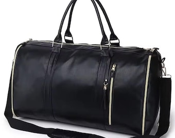 Custom Convertible Garment Bag Vegan Leather Overnight travel Weekender Bag Gift