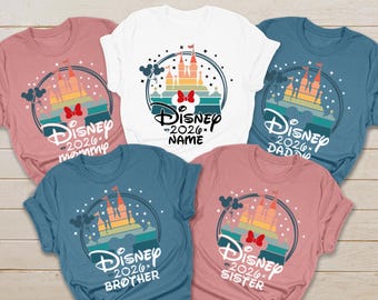 Disney 2026 Family Matching Trip Shirts, Retro Castle Vacation Outfits for Mommy Daddy and Kids Custom Tees