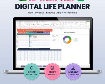 12 Wochen Jahresplaner | Agenda und Zieleplaner | Digital Life Planer | Habit Tracker | Wochenplanung