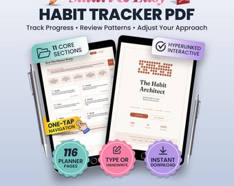 Habit Tracker Digital Planner | GoodNotes Habit Journal, Build and Break Habits, Daily Habit Tracker PDF, Streak Tracker | iPad Android PC