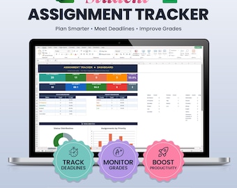 Assignment Tracker | Google Sheets Assignment Planner | Homework & Deadline Tracker Spreadsheet Template