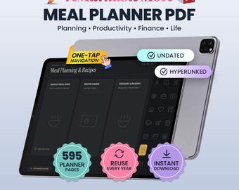 reMarkable Meal Planner | Weekly Meal Plan, Grocery List & Recipe Tracker for reMarkable Paper Pro and reMarkable 2 | Hyperlinked PDF