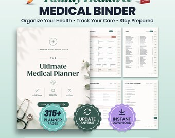 Family Health Binder | Digital Medical Organizer for Caregivers, Hyperlinked PDF, Medication Appointment Emergency Records, GoodNotes
