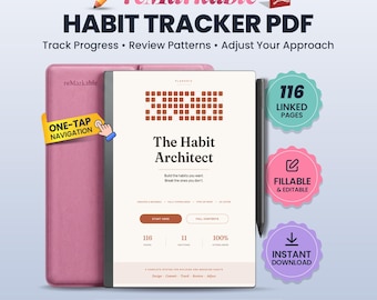 reMarkable Habit Tracker | Hyperlinked Habit Journal for reMarkable Paper Pro & reMarkable 2 | Streak Tracker, Build and Break Habits PDF