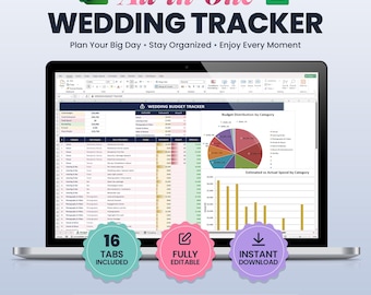 Wedding Checklist Spreadsheet Google Sheets | Wedding Guest List Tracker, Vendor Manager, Seating Chart & Timeline, Excel Digital Download