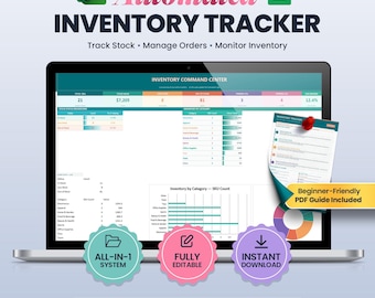 Inventory Spreadsheet for Small Business | Inventory Tracker, Stock Management & Order Tracking Template | Excel and Google Sheets