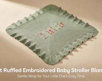 Personalized floral baby blanket , Boho Baby Blanket,Embroidered Baby Blanket, Baby Knit Blanket, Newborn Gift For baby Girl, First Birthday