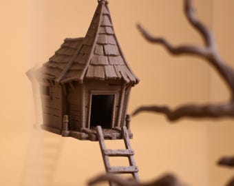 Magnetische boomhut springende spinnenhuid, boshuis, boomdecoratie spinbehuizing, optionele ladder