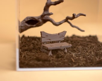 Cosy Woodland Bench – miniatuur spinterrariumbank