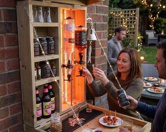 Unique LED lit garden wall mounted fold away bar