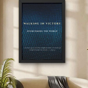 Set of 3 Luxury Christian Wall Art, Modern Black White Blue Gold Marble Canvas, Complete Kingdom Mindset Scripture Print Trilogy Pack
