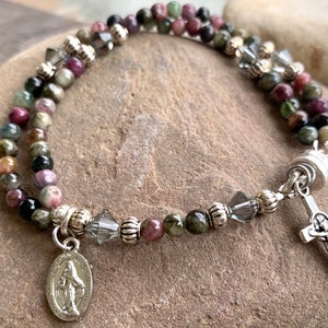 Rosary Bracelet, Tourmaline Rosary Bracelet, Gemstone Rosary