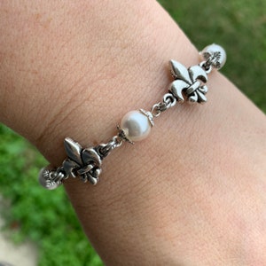 Fleur de Lis Bracelet, Pearl Fleur de Lis Bracelet